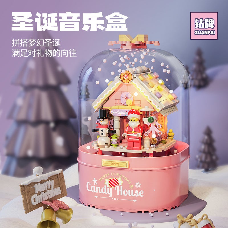 Candy House Santa Claus Snow Rotating Music Box Christmas Blocks Compatible Lego Christmas Gift Drill Z013 - Image 4